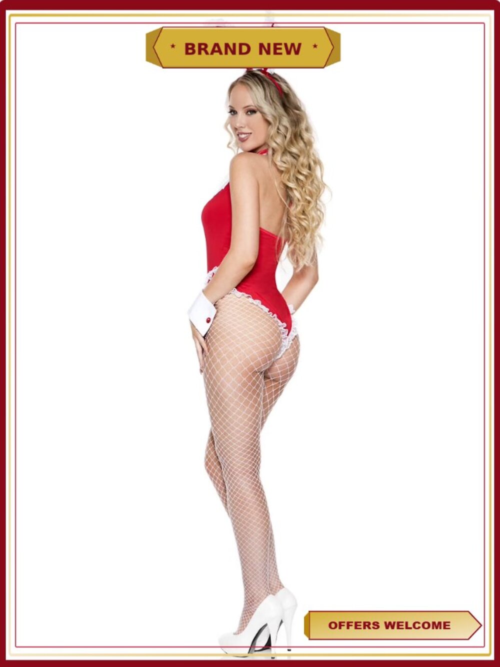 4-Piece Seductive Rabbit Teddy Set with Ruffle Details and Choker - Picture 8 of 8